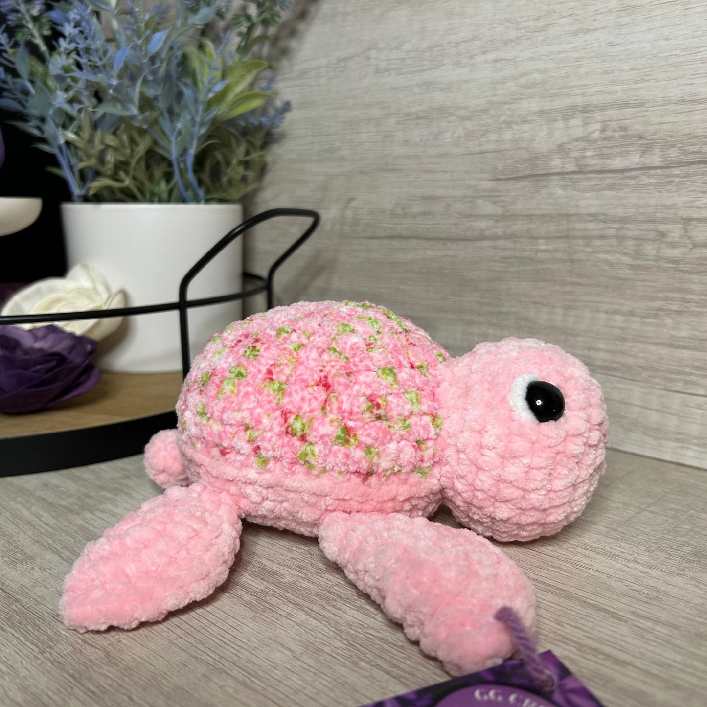 Pink Floral Turtle Plushie