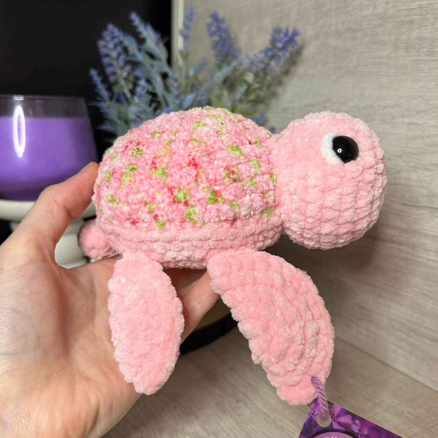 Pink Floral Turtle Plushie