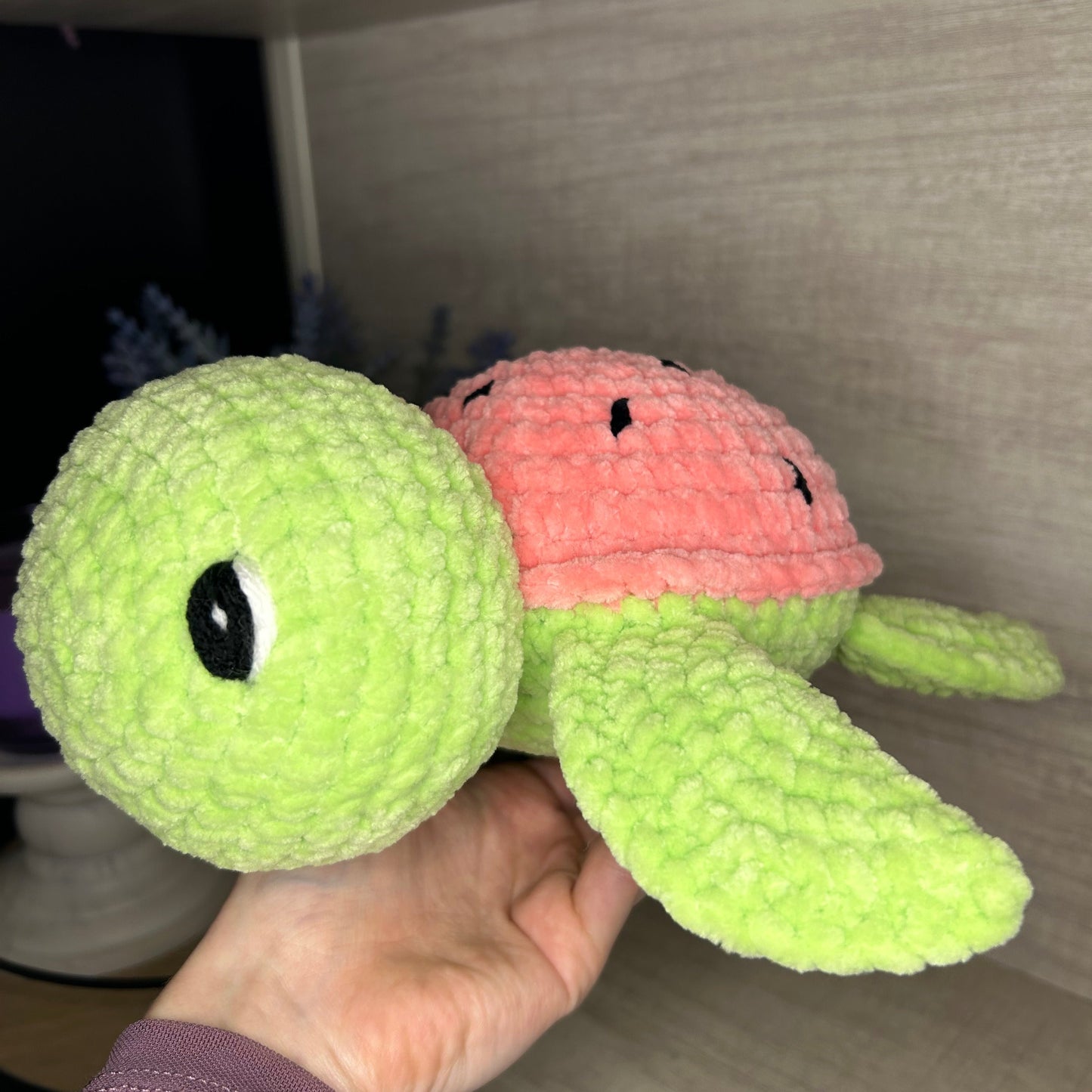 Watermelon Sea Turtle Crochet Plushie- Baby Friendly Option