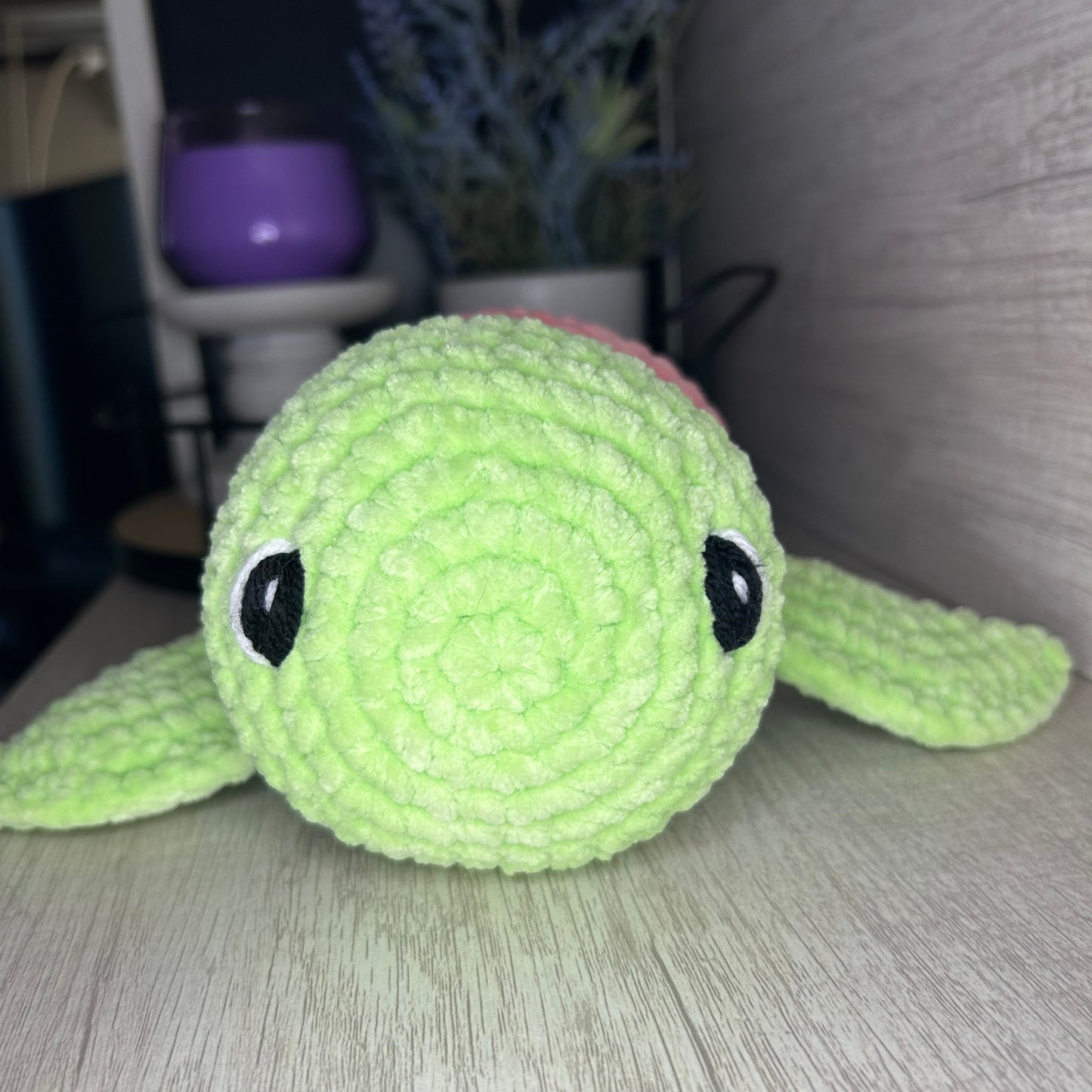 Watermelon Sea Turtle Crochet Plushie- Baby Friendly Option