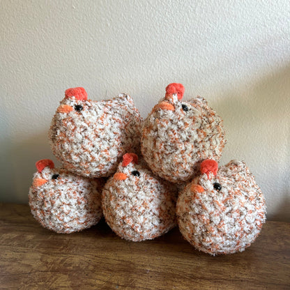 Crochet Chicken Plushie - Orange Multi