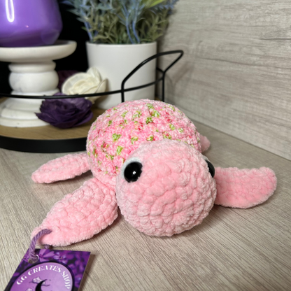 Pink Floral Turtle Plushie