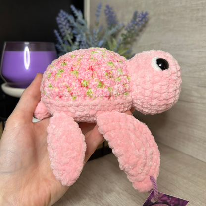 Pink Floral Turtle Plushie