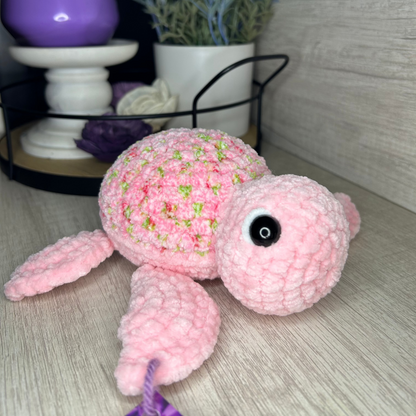 Pink Floral Turtle Plushie