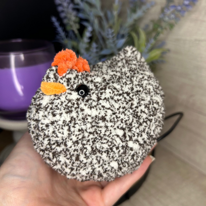 Crochet Chicken Plushie - Black Speckled