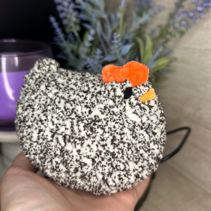 Crochet Chicken Plushie - Black Speckled