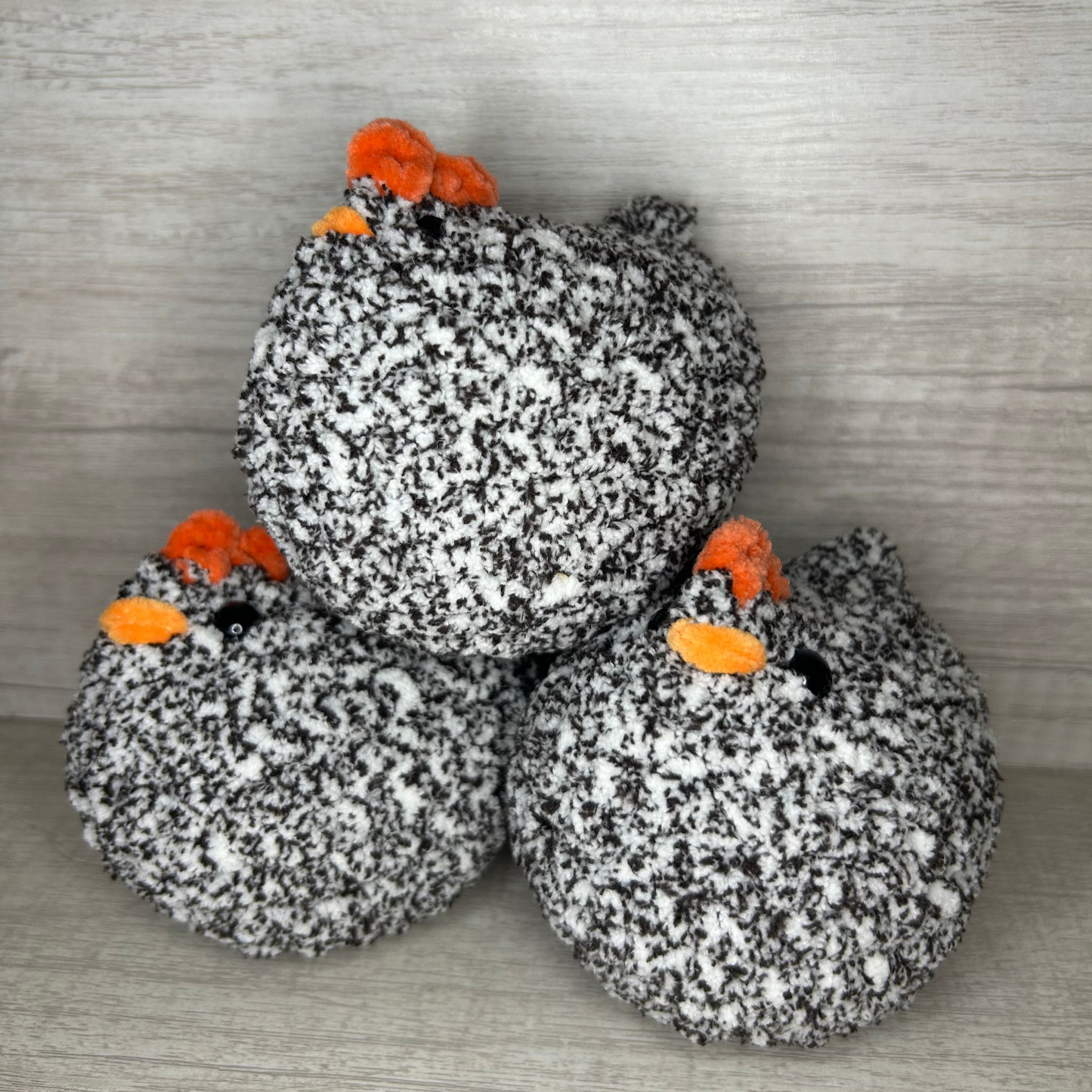 Crochet Chicken Plushie - Black Speckled