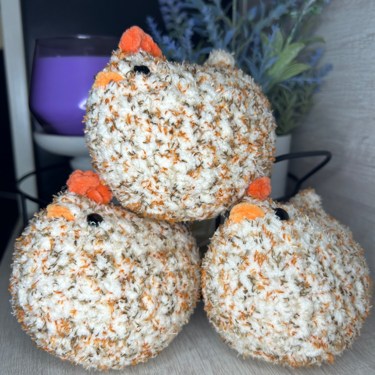 Crochet Chicken Plushie - Orange Multi